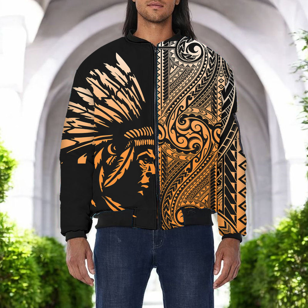 DS250801M04v2 Chief Native American Bomber Jacket With Sleeve Pocket