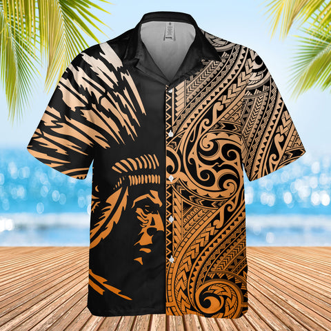 DS250801M04v2 Oranger Chief Native American Hawaiian Shirt 3D