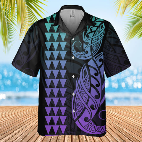 DS250804M01v2 Green and Purple Native American Hawaiian Shirt 3D