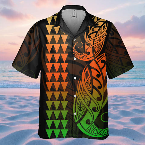 DS250804M01v9 Green Orange Native American Hawaiian Shirt 3D