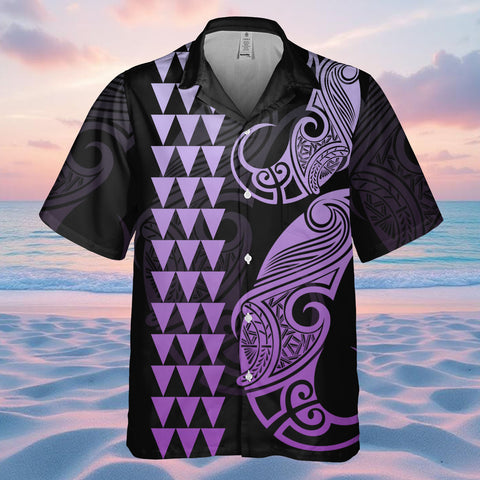 DS250804M02v10 Purple White Native American Hawaiian Shirt 3D