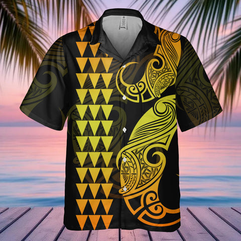 DS250804M02v1 Yellow Orange Native American Hawaiian Shirt 3D