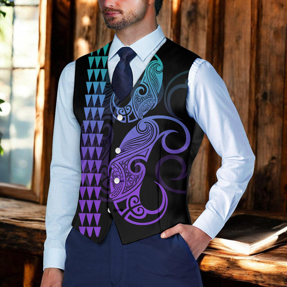 DS250804M02v2 Native American Suit Vest Jacket Print One Side Front