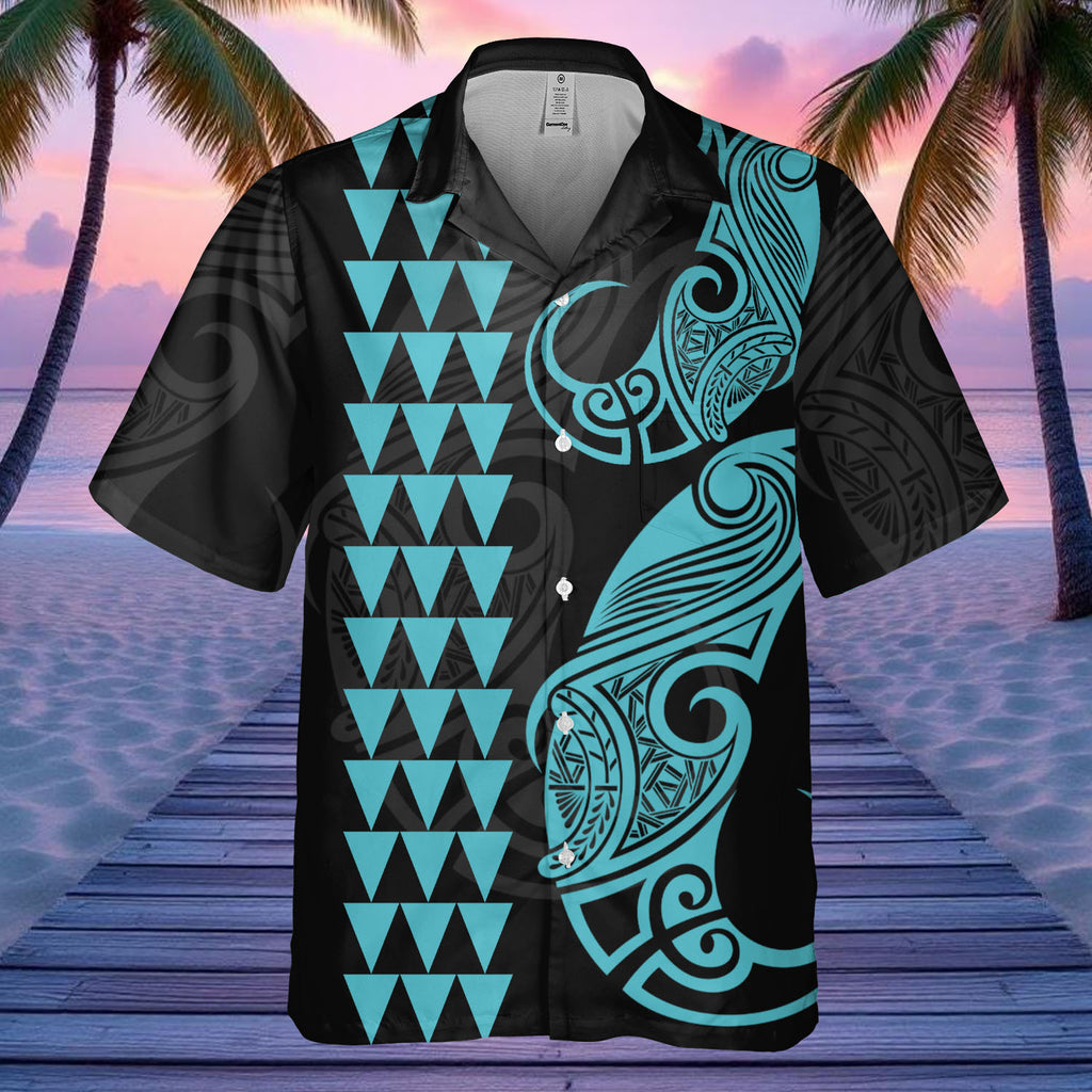 DS250804M02v7 Turquoise Native American Hawaiian Shirt 3D