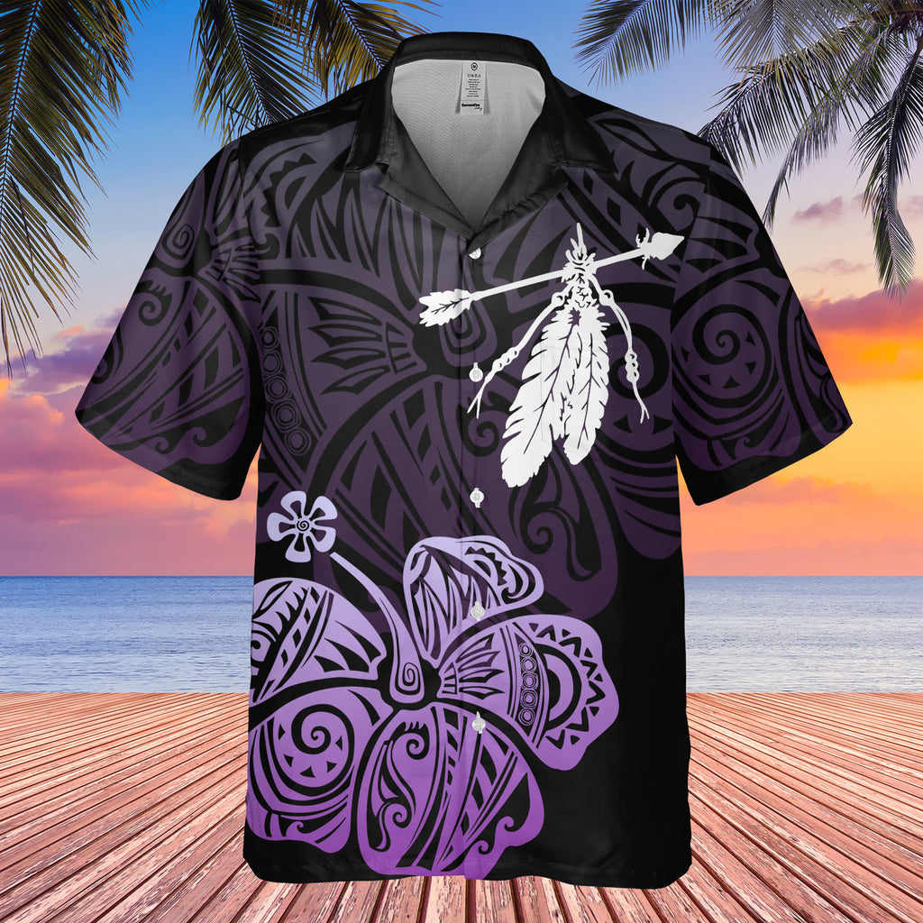 DS250805M01v11 Hibiscus Feather Native American Hawaiian Shirt 3D
