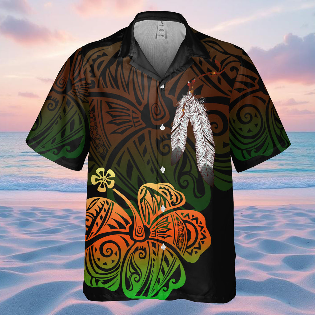 DS250805M01v12 Hibiscus Feather Native American Hawaiian Shirt 3D