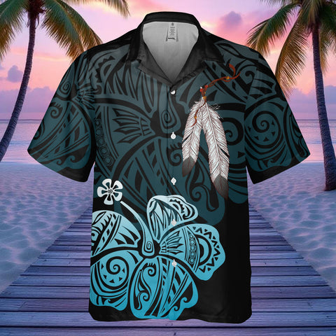 DS250805M01v15 Hibiscus Feather Native American Hawaiian Shirt 3D
