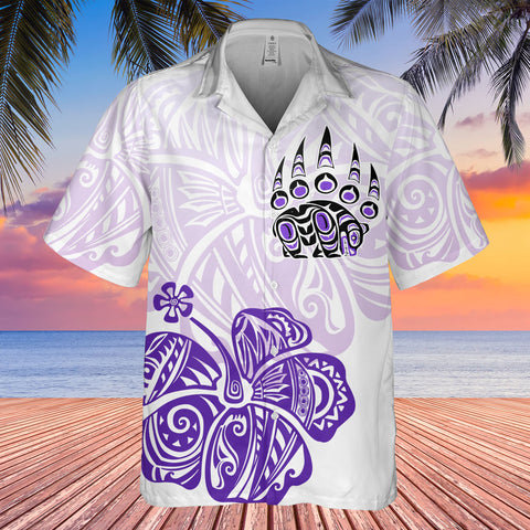 DS250805M01v17 Hibiscus Bear Native American Hawaiian Shirt 3D