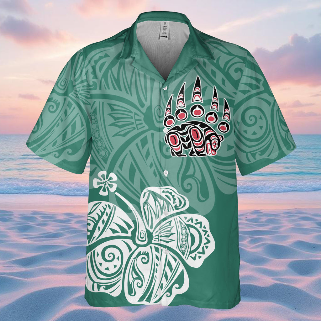 DS250805M01v22 Hibiscus Bear Native American Hawaiian Shirt 3D