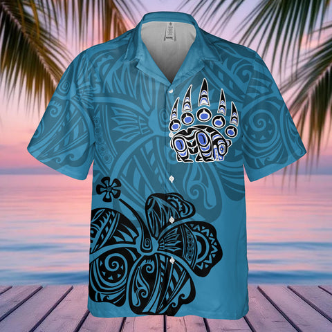 DS250805M01v24 Hibiscus Bear Native American Hawaiian Shirt 3D