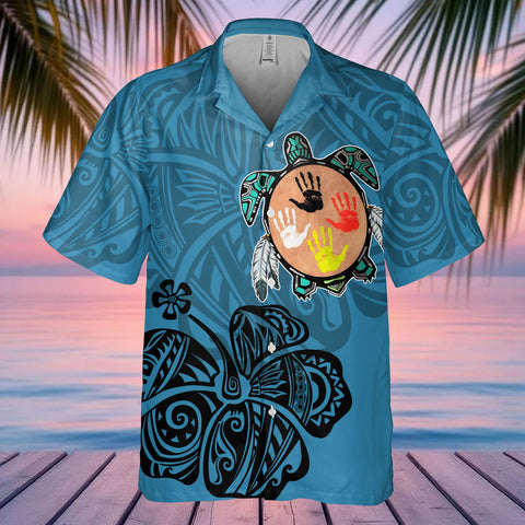 DS250805M01v26 Hibiscus Turtle Native American Hawaiian Shirt 3D