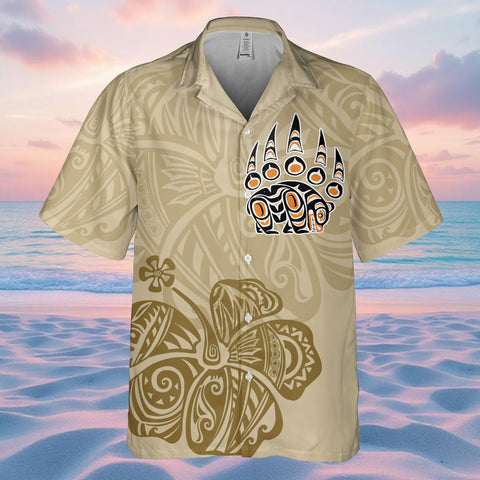 DS250805M01v33 Hibiscus Bear Native American Hawaiian Shirt 3D