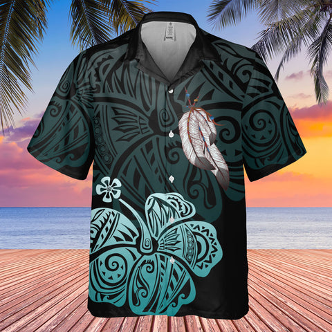 DS250805M01v4 Hibiscus Feather Native American Hawaiian Shirt 3D
