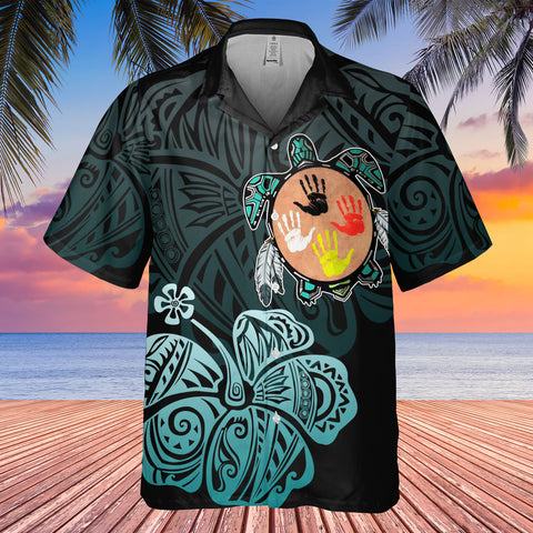 DS250805M01v5 Hibiscus Turtle Native American Hawaiian Shirt 3D