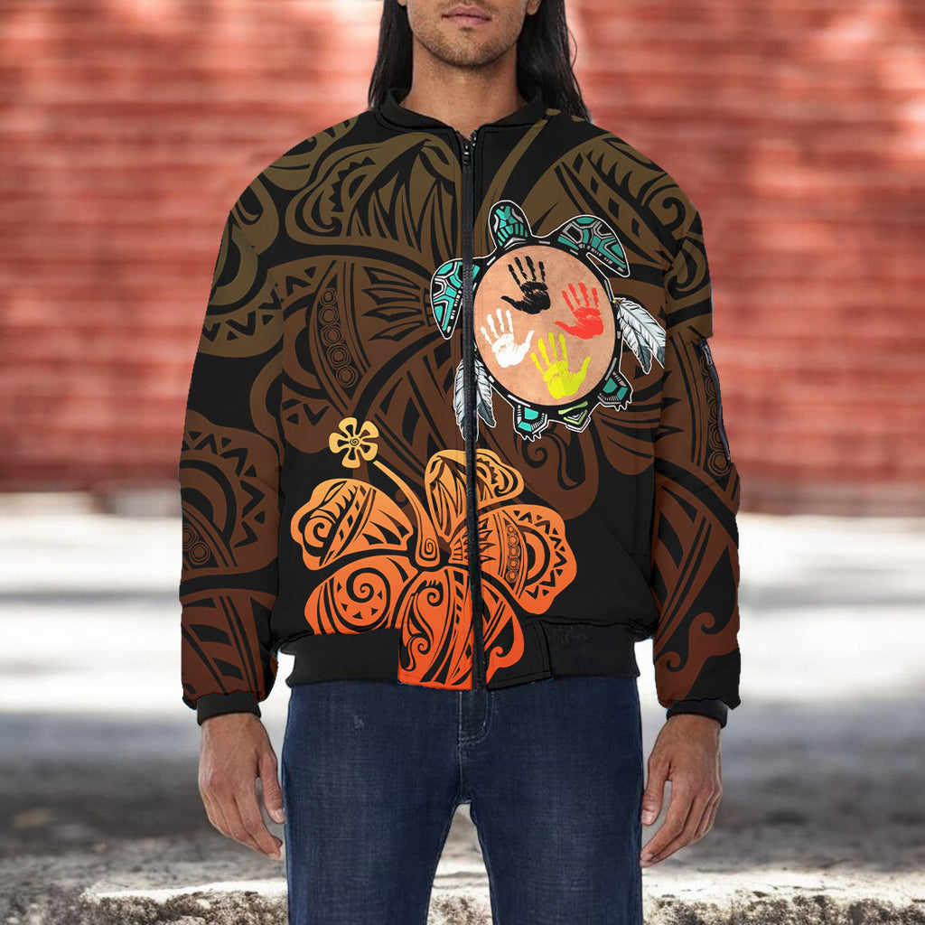 DS250805M01v7 Turtle Native American Bomber Jacket With Sleeve Pocket