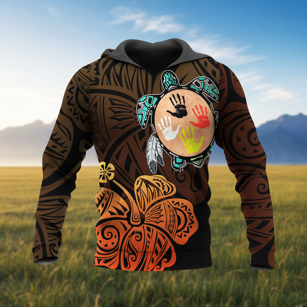 DS250805M01v7 Turtle Native American Pride 3D Hoodie