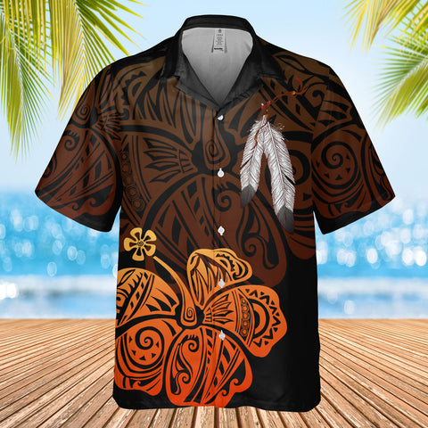 DS250805M01v8 Hibiscus Feather Native American Hawaiian Shirt 3D
