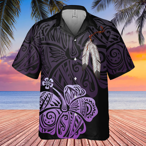 DS250805M01v9 Hibiscus Feather Native American Hawaiian Shirt 3D