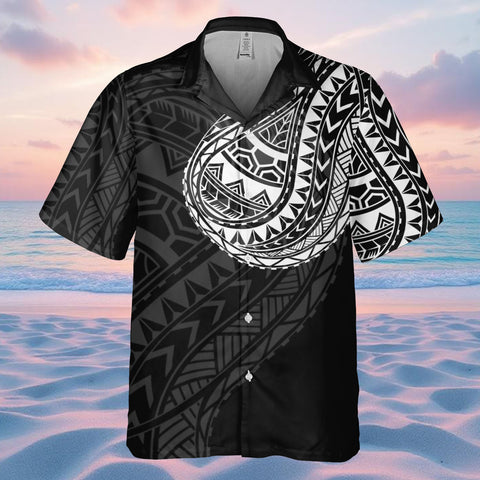 DS250807M01 White Black Pattern Native American Hawaiian Shirt 3D