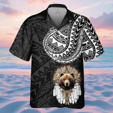 DS250807M01v18 Bear Native American Hawaiian Shirt 3D