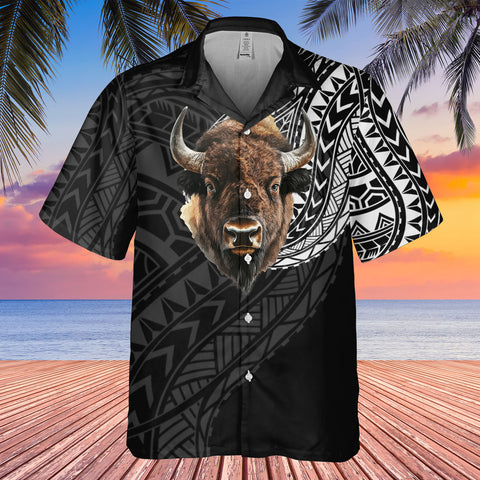 DS250807M01v19 Bison Native American Hawaiian Shirt 3D