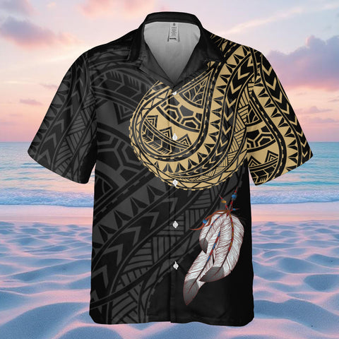 DS250807M01v23 Feather Native American Hawaiian Shirt 3D