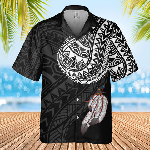 DS250807M01v26 Feather Native American Hawaiian Shirt 3D