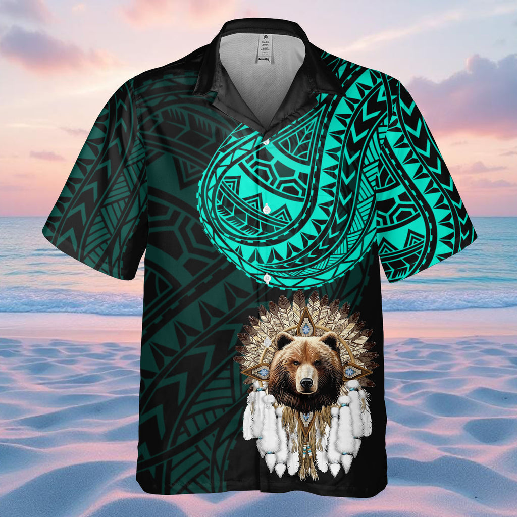 DS250807M01v28 Bear Native American Hawaiian Shirt 3D