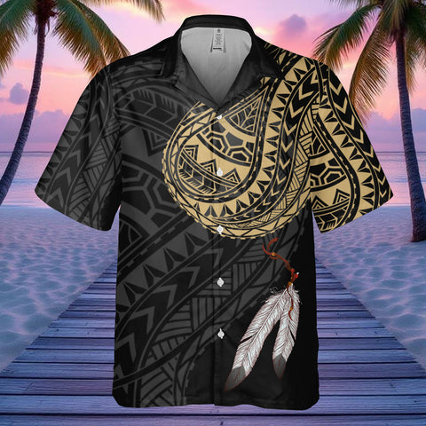 DS250807M01v30 Feather Native American Hawaiian Shirt 3D