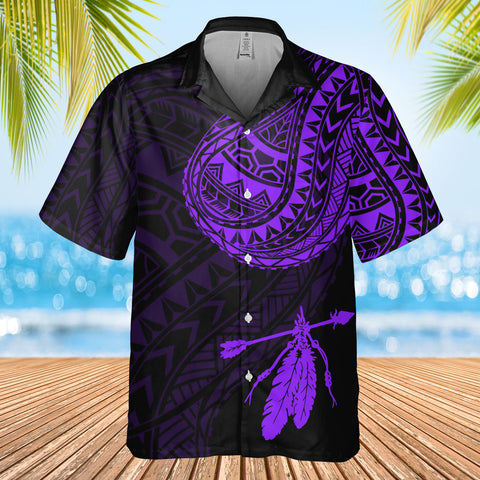 DS250807M01v34 Feather Native American Hawaiian Shirt 3D