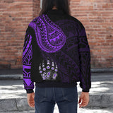 DS250807M01v36 Bear Native American Bomber Jacket With Sleeve Pocket