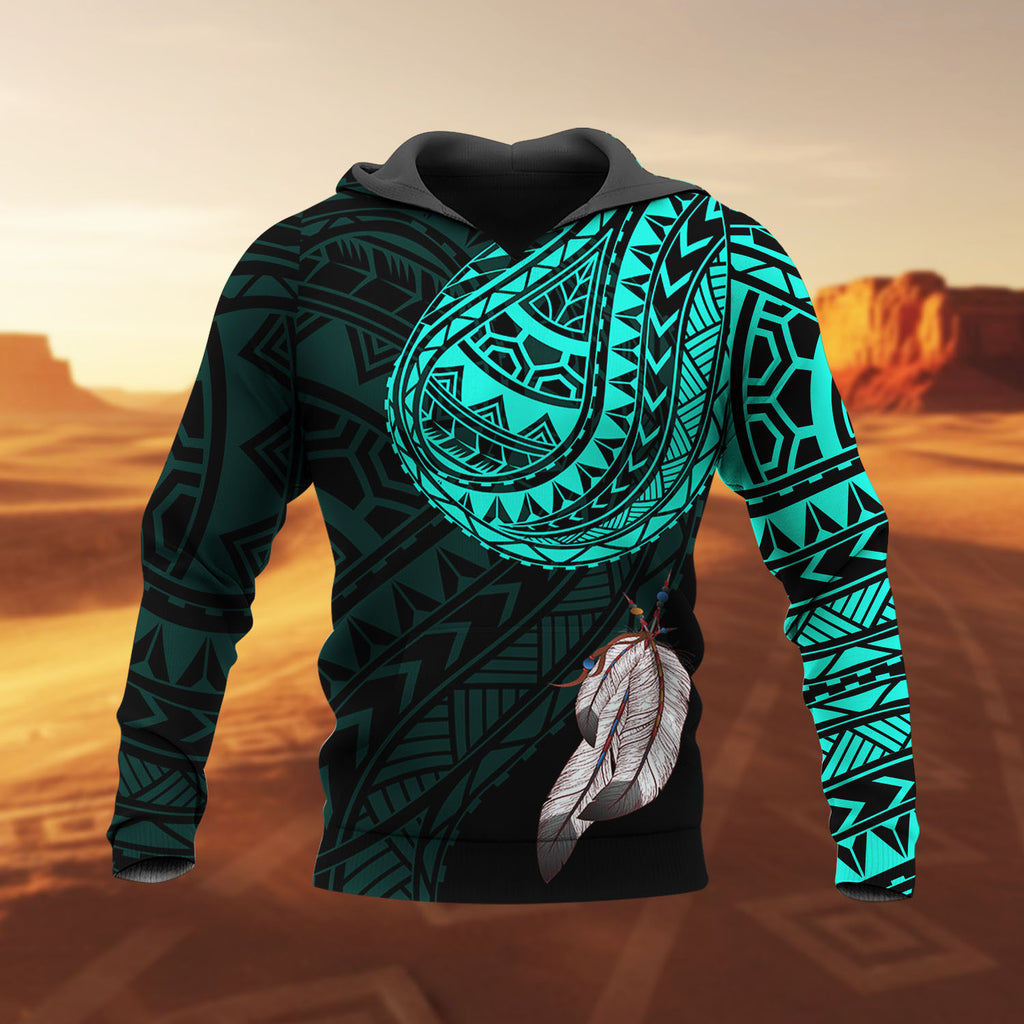 DS250807M01v3 Feather Native American Pride 3D Hoodie