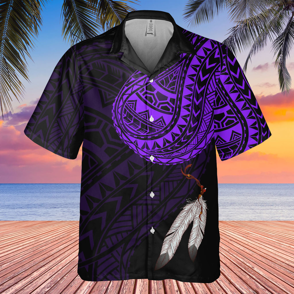 DS250807M01v41 Feather Native American Hawaiian Shirt 3D