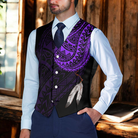 DS250807M01v41 Native American Suit Vest Jacket Print One Side Front