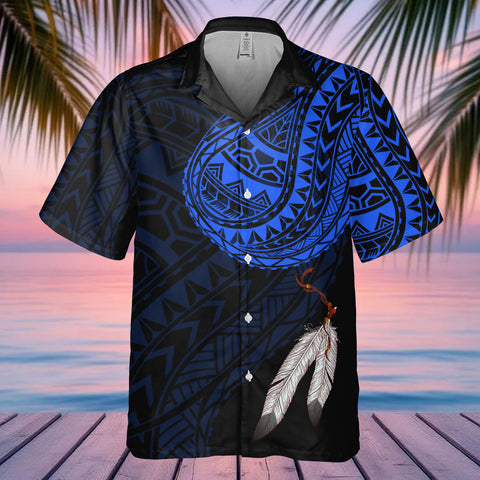DS250807M01v43 Feather Native American Hawaiian Shirt 3D