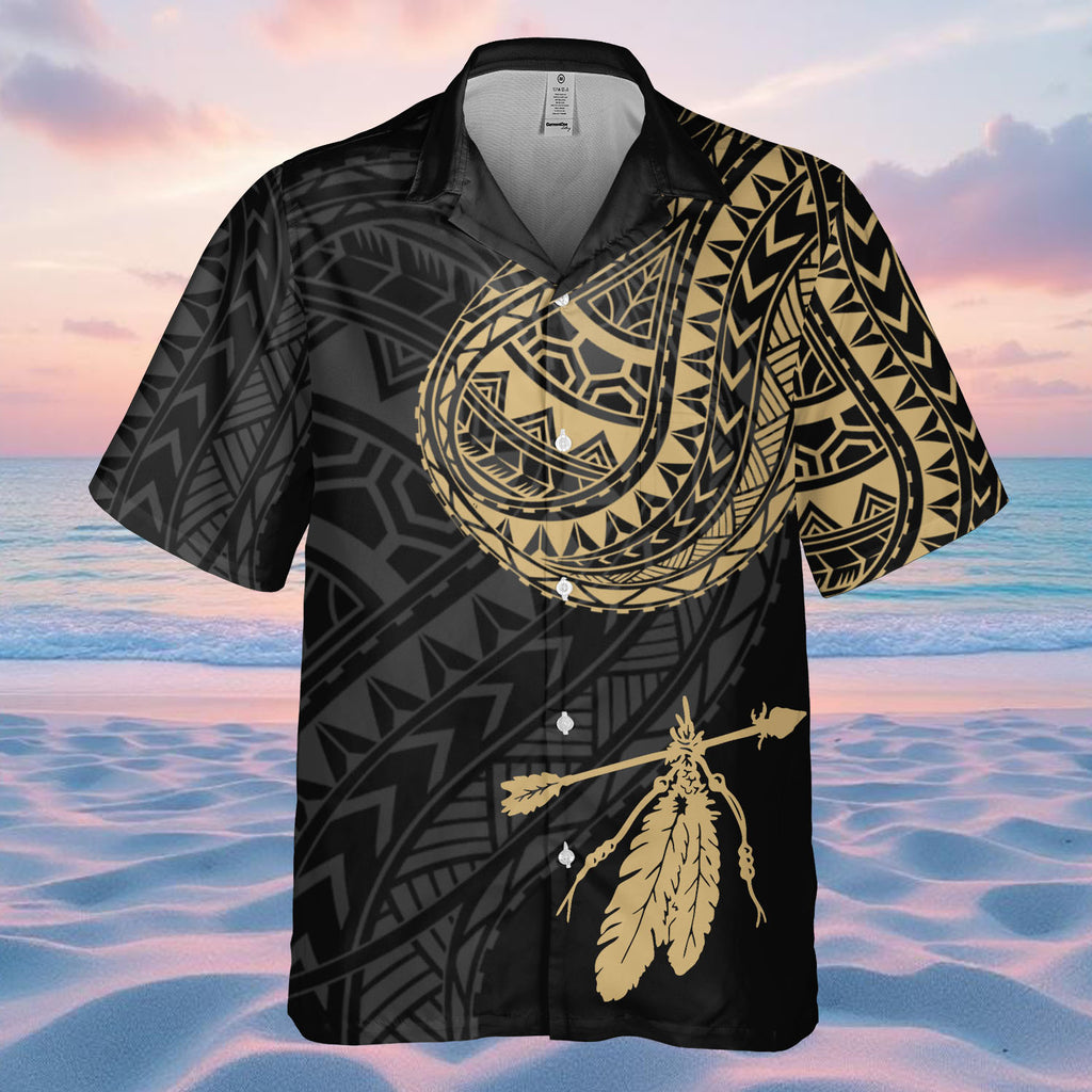 DS250807M01v4 Feather Native American Hawaiian Shirt 3D