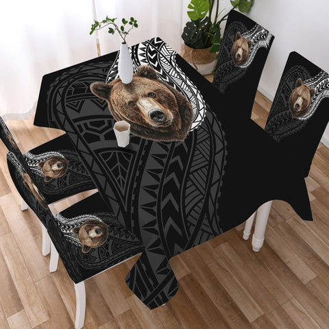 DS250807M01v5 Bear Native American 5pcs Dining Table Set - Tablecloth
