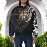 DS250807M01v5 Bear Native American Bomber Jacket With Sleeve Pocket