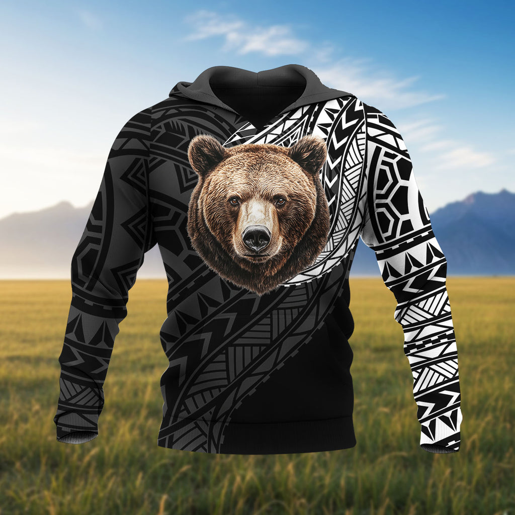 DS250807M01v5 Bear Native American Pride 3D Hoodie