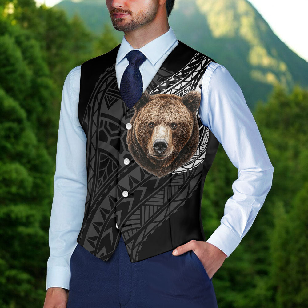 DS250807M01v5 Native American Suit Vest Jacket Print One Side Front