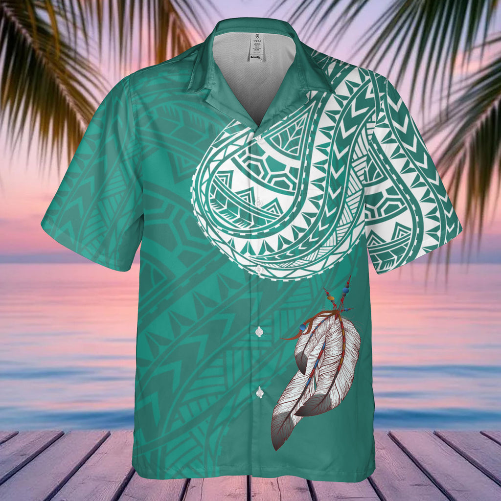 DS250807M01v8 Feather Native American Hawaiian Shirt 3D