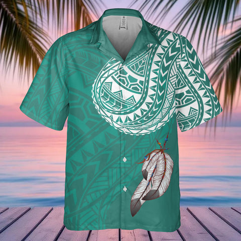 DS250807M01v8 Feather Native American Hawaiian Shirt 3D