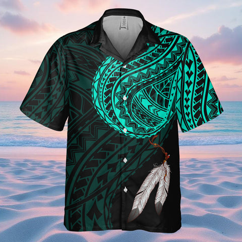 DS250811M01 Feather Native American Hawaiian Shirt 3D