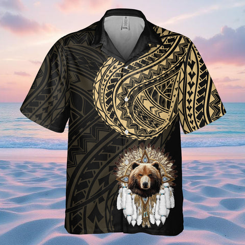 DS250811M01v13 Bear Native American Hawaiian Shirt 3D
