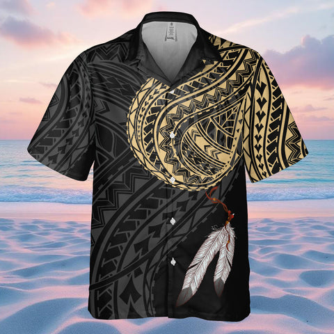 DS250811M01v17 Feather Native American Hawaiian Shirt 3D