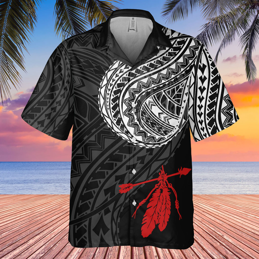 DS250811M01v28 Feather Native American Hawaiian Shirt 3D