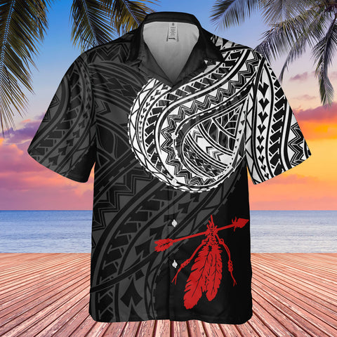DS250811M01v28 Feather Native American Hawaiian Shirt 3D