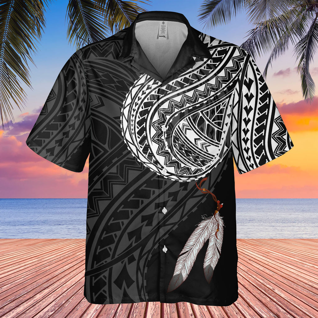 DS250811M01v29 Feather Native American Hawaiian Shirt 3D