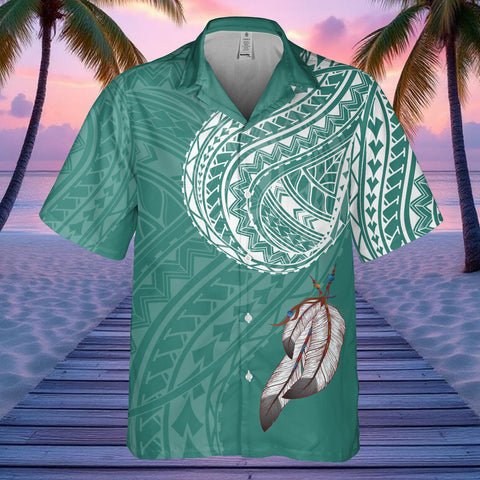 DS250811M01v44 Feather Native American Hawaiian Shirt 3D