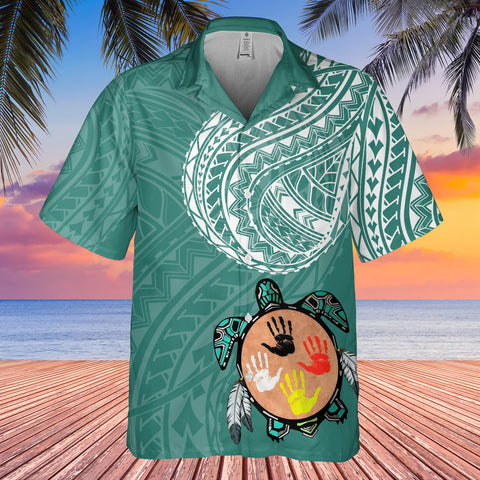 DS250811M01v47 Turtle Native American Hawaiian Shirt 3D